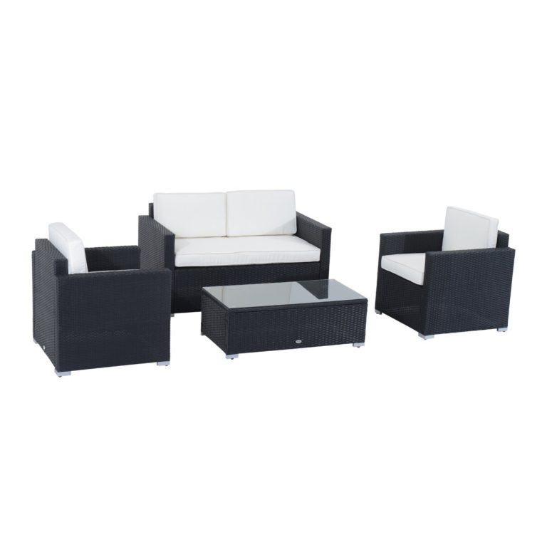 Outsunny 4pcs Rattan Wicker Sofa Set Outdoor Garden Patio Furniture with Cushion