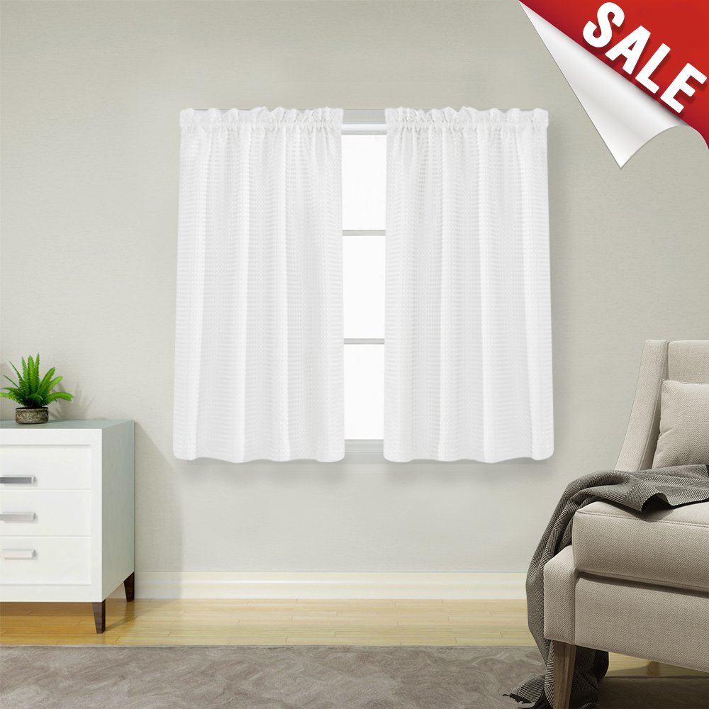 White Curtains for Small Window 45"