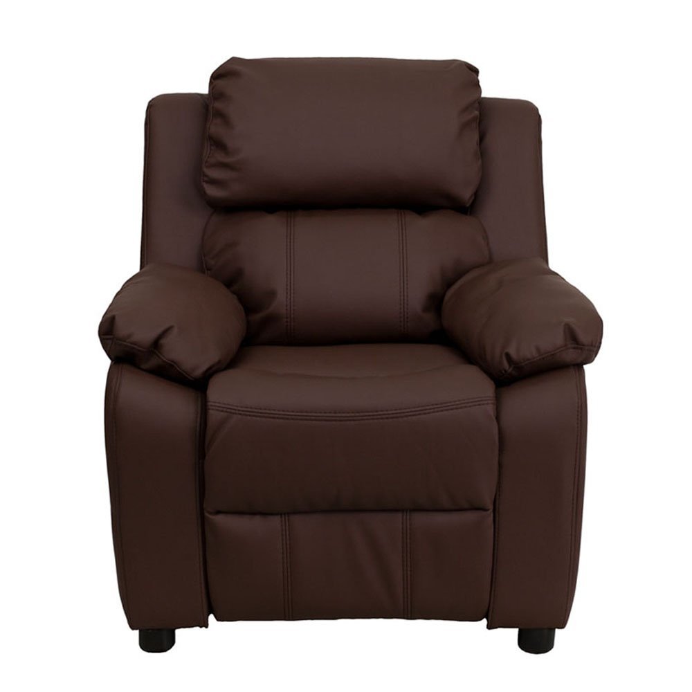 Brown leather kids recliner