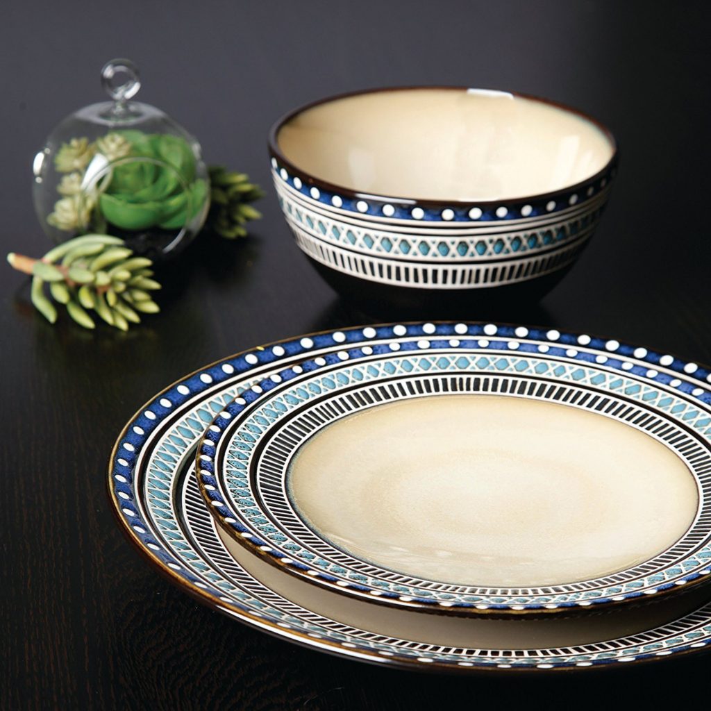 Gibson Magello 16Piece Dinnerware Set, Cream/Blue For Sale in Canada